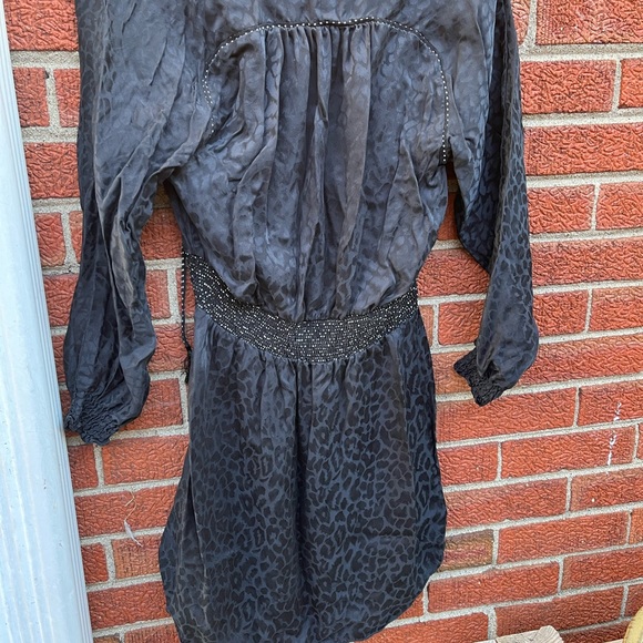 Rebecca Taylor Black Cheetah Peasant Dress Silk  Small - Picture 6 of 6